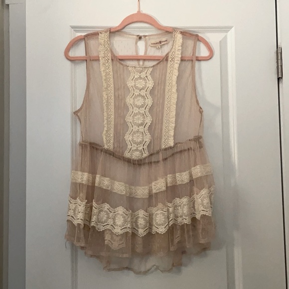 Altar'd State Tops - Altar’d State Women’s Cream Lace Sheer Sleeveless Blouse Size M in EUC